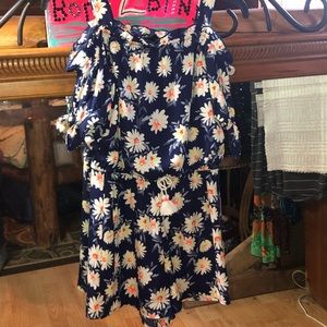 Girls romper straps cold shoulder like new flowers